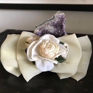 Floral & Chiffon Bow Hat Pin
